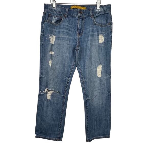 Refuge Cropped Distressed Girlfriend Denim Blue Jeans Women’s Size 7 - Picture 1 of 8